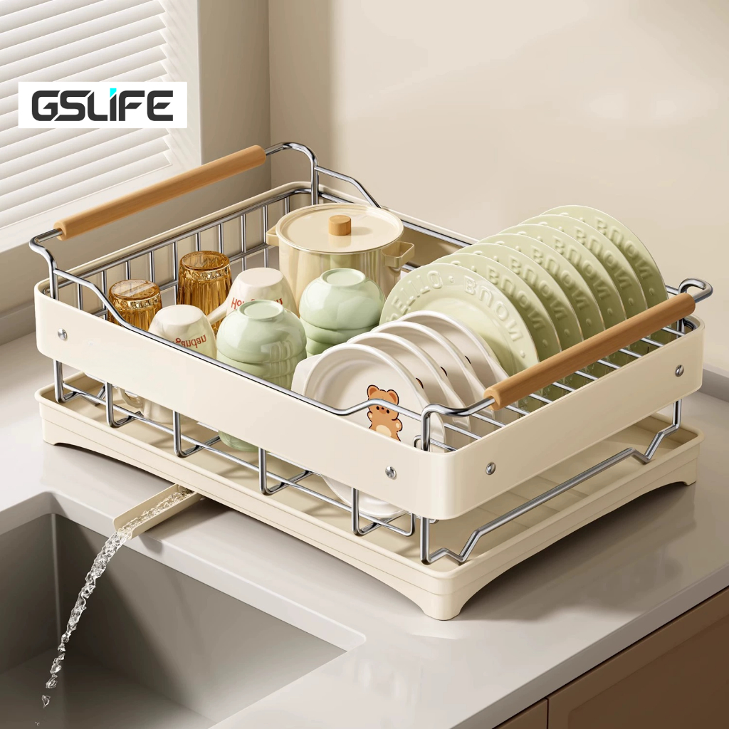 GSLife ชั้นวางจาน ชั้นวางจานสแตนเลสพร้อม Drainboard - รักปิงกัน Stainless Steel