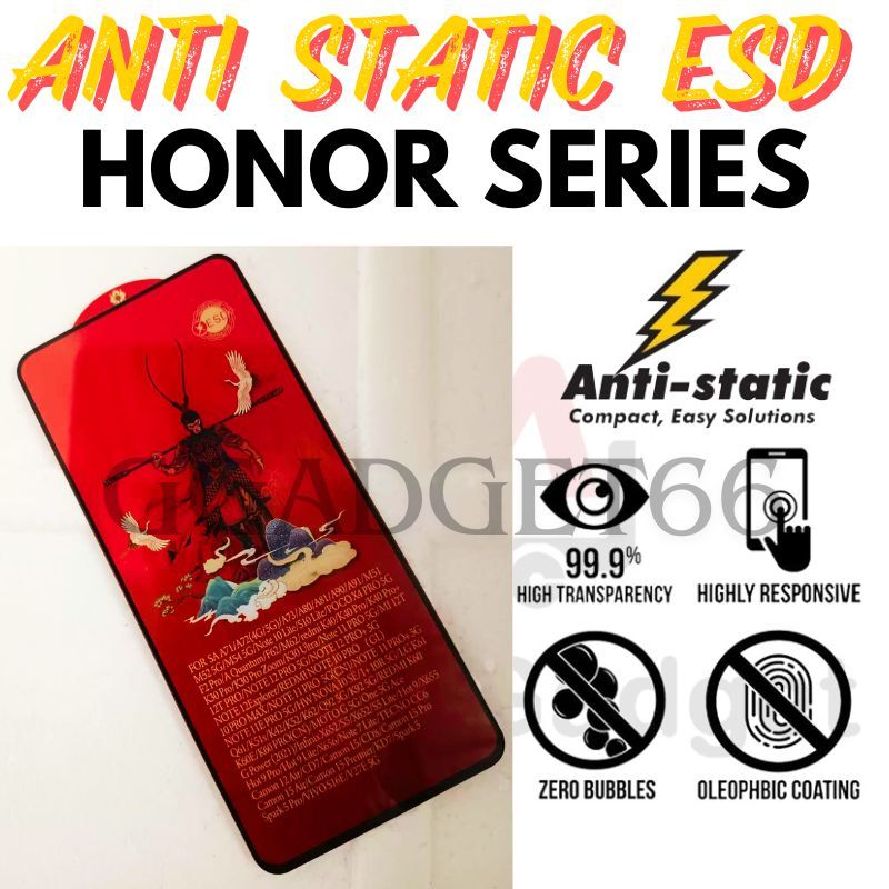 Anti Static ESD Glass ความแข็ง 9H Honor X5/X5B/X6/X7/X7A/X7B/X7C/X8/X8B/10 Lite/Play/200 Lite/Y6P/Y7