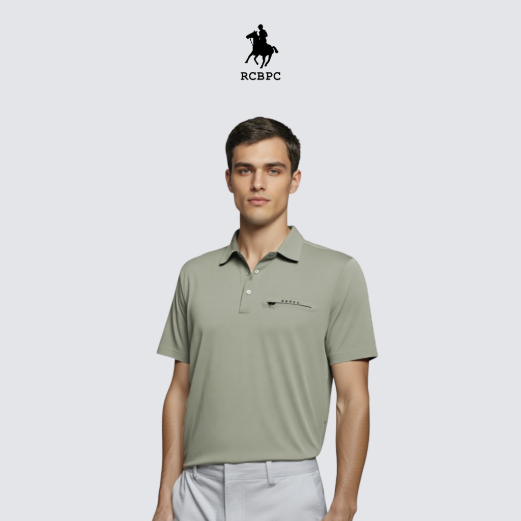 ชุดกีฬายืดคอปกแขนสั้นผู้ชาย RCBPC MTS20275 - สีเขียวเย็น