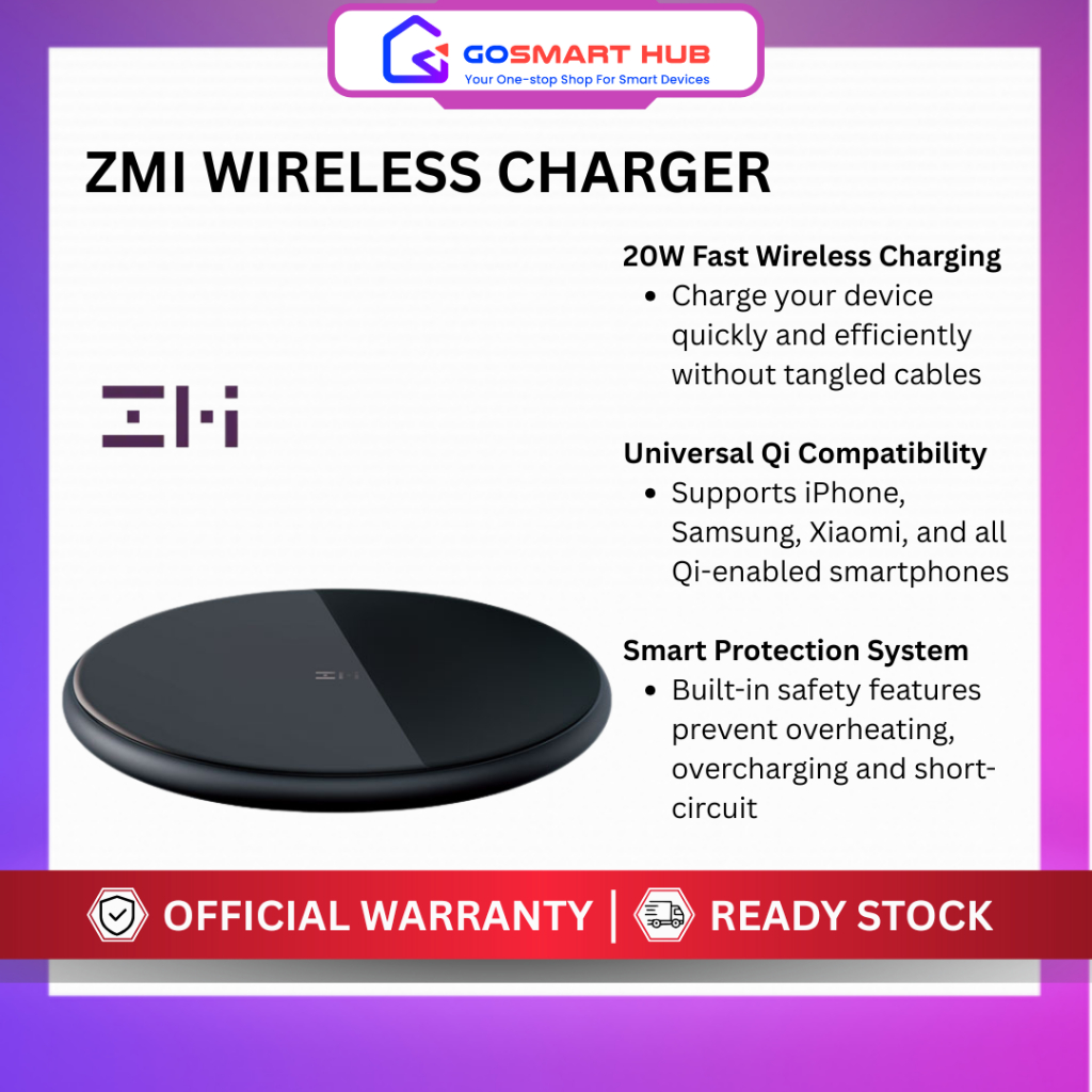 ZMI 20W Wireless Charger Qi Fast Charging Pad อินพุต Type-C