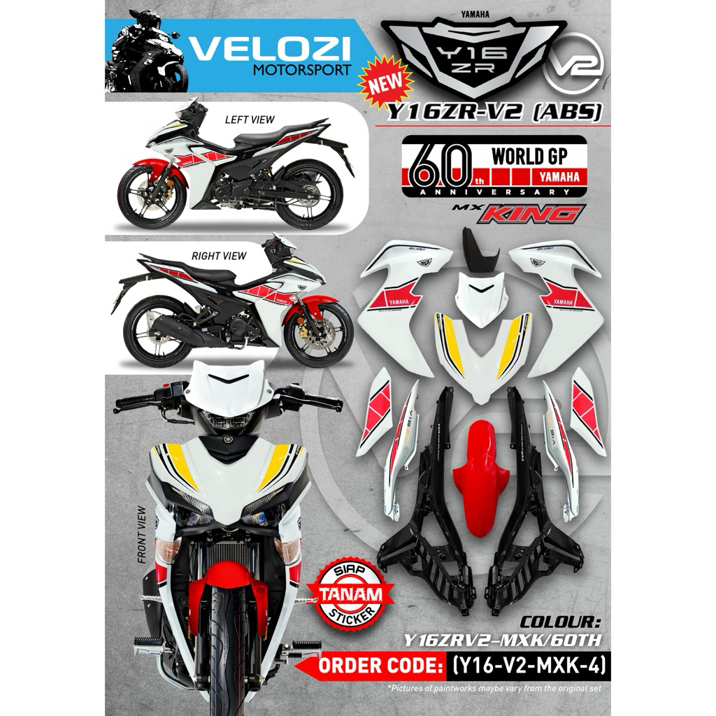 VELOZI Y16 V2 Y16ZR ABS COVER ชุด MX KING WORLD GP 60th SIP TANAM COVERSET Y16-V2-MXK-4