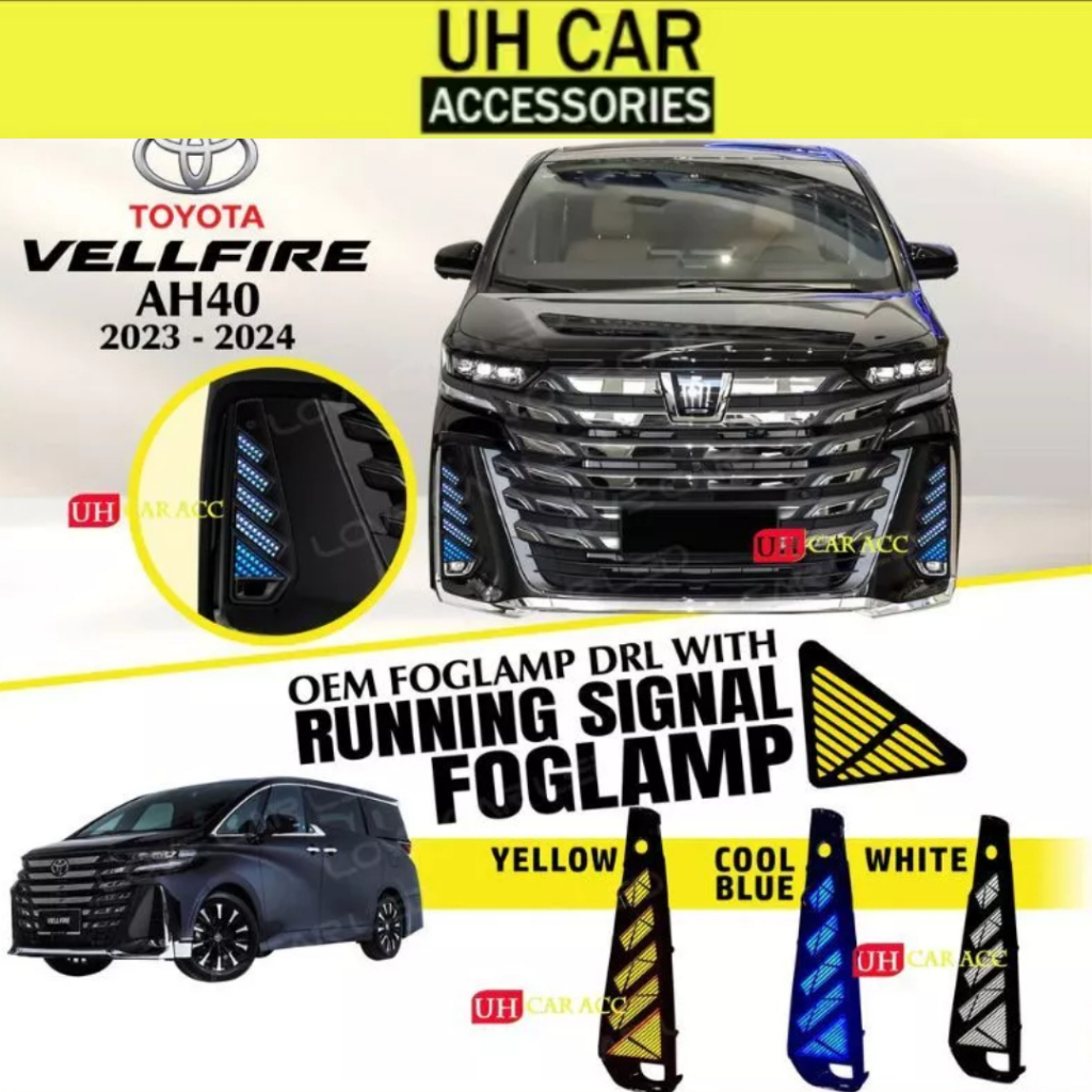 Toyota Vellfire AH40 3Colour Daylight DRL Running Light Signal Modellista 2023-2025 LED Fog Light DR
