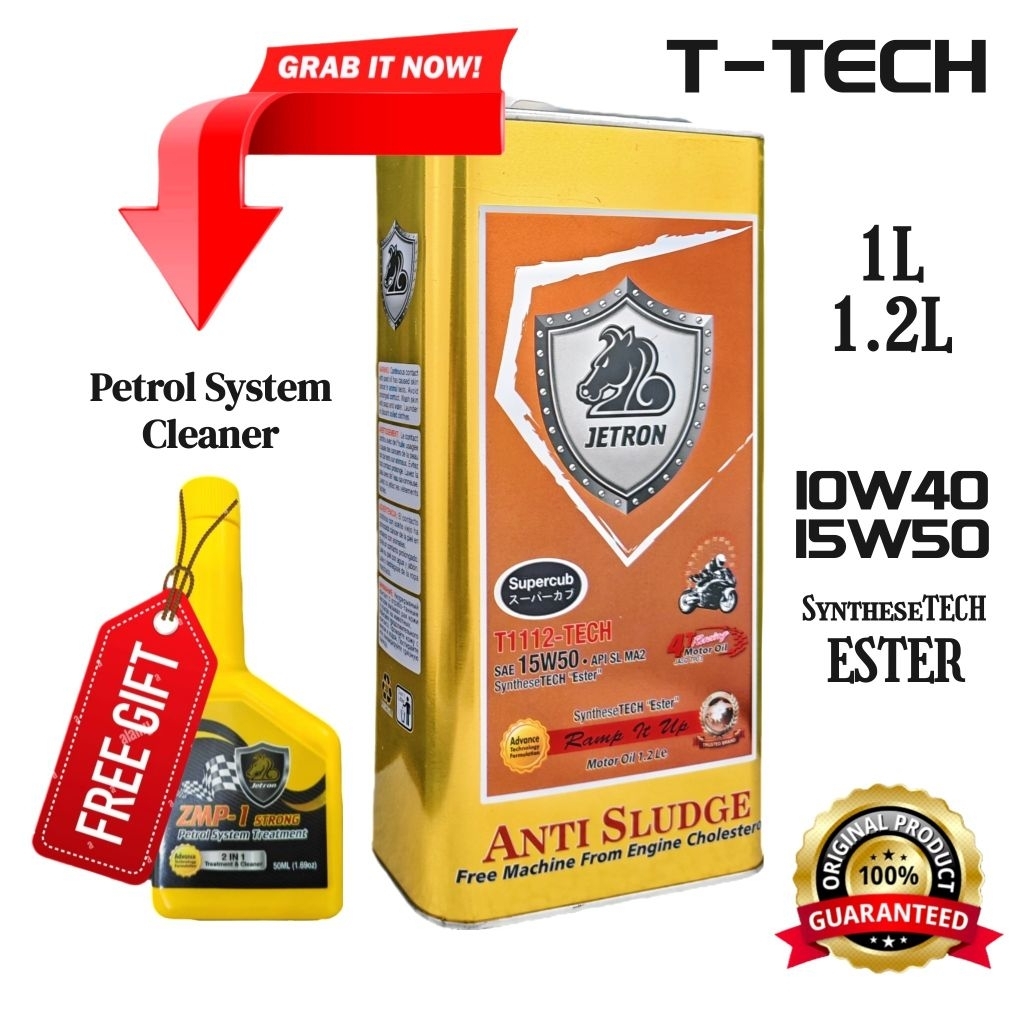 M23-G2.JETRON 0.9L/1L/1.2L Ester "SyntheseTECH" 10W40 15W50 . 4T, Miyak Pelincir Motosikal & Miyak S