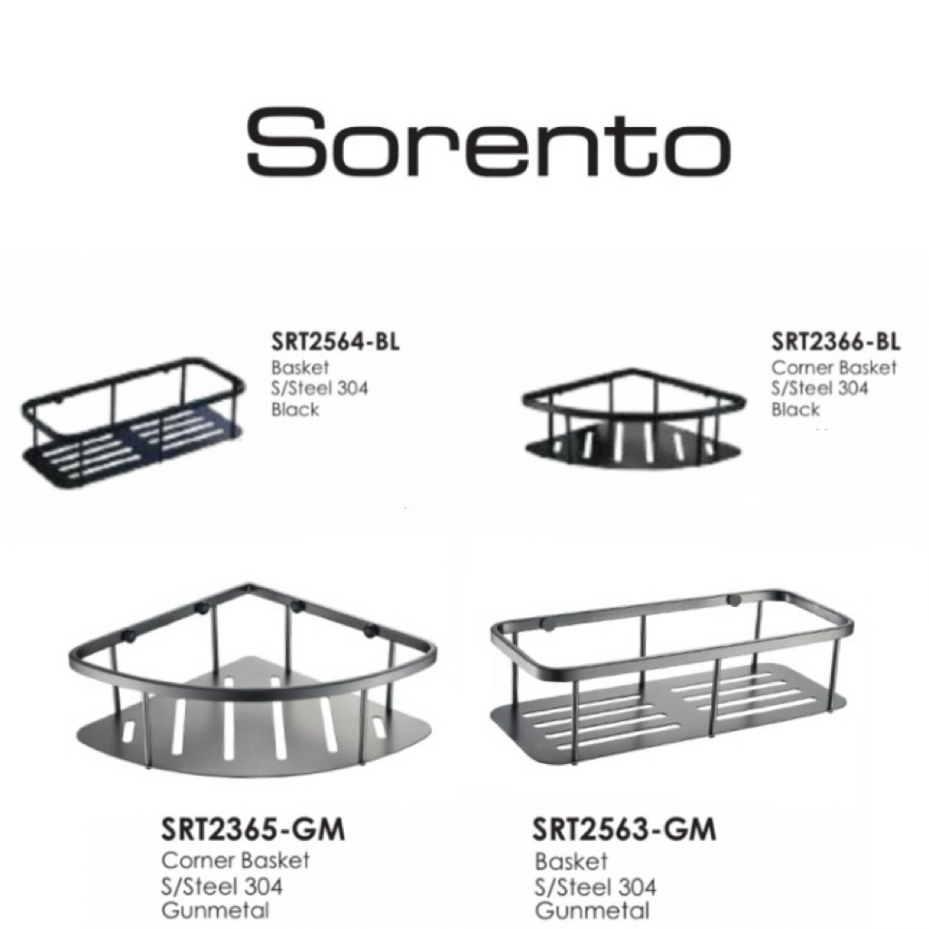 SORENTO สแตนเลส 304 BATHROOM BASKET SHAMPOO RACK/CORNER BASKET SRT2365GM/2563GM