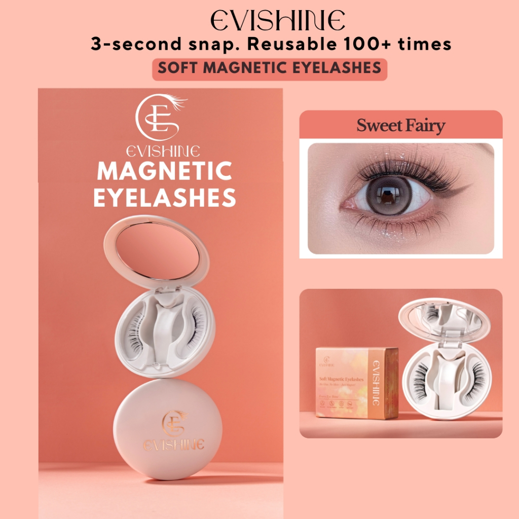 EviShine Magnetic Eyelashes (ตลับสีขาว – Reusable Magnetic Lashes) – Sweet Fairy
