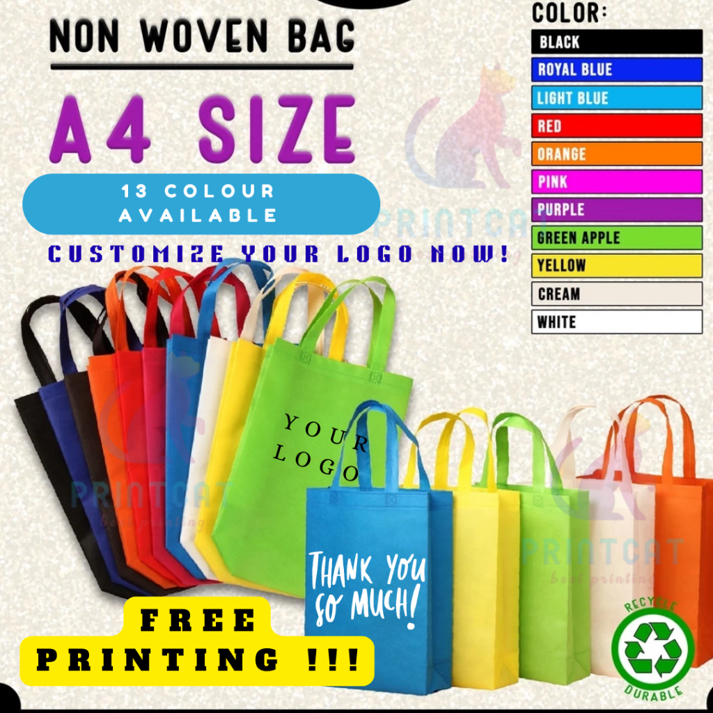 SIP PRINT A4 กระเป๋าผ้าไม่ทอ, กระเป๋าช้อปปิ้ง A4, กระเป๋าโท้ต