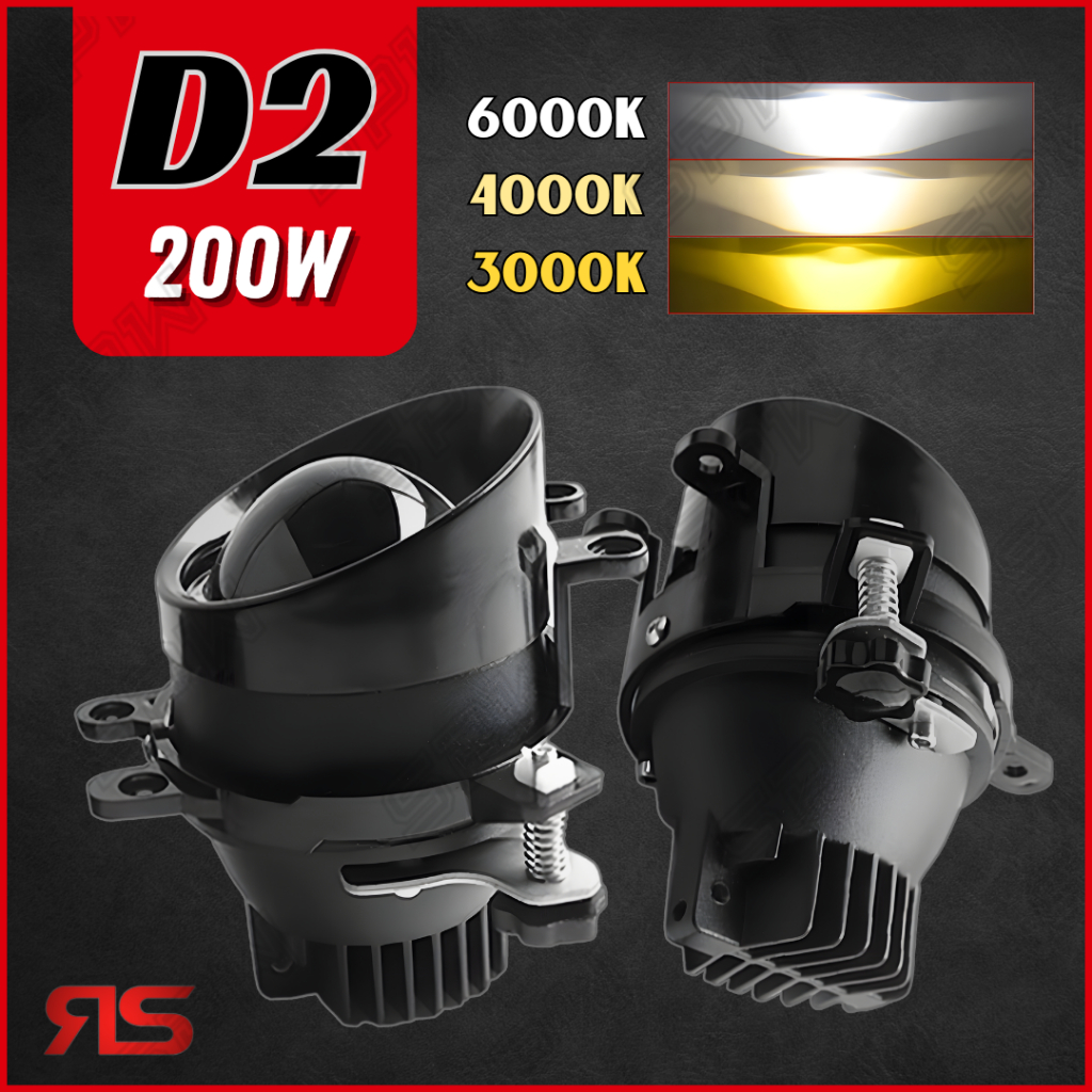 RS Racing Sport (D2) 200W Universal 3-Tone Bi-LED Foglamp Foglight Spotlight 3000-6000K Perodua Toyo