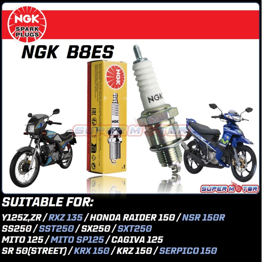NGK SPARK PLUG B8ES B8 100% RXZ 125ZR DINAMIK NSR 150 RAIDER