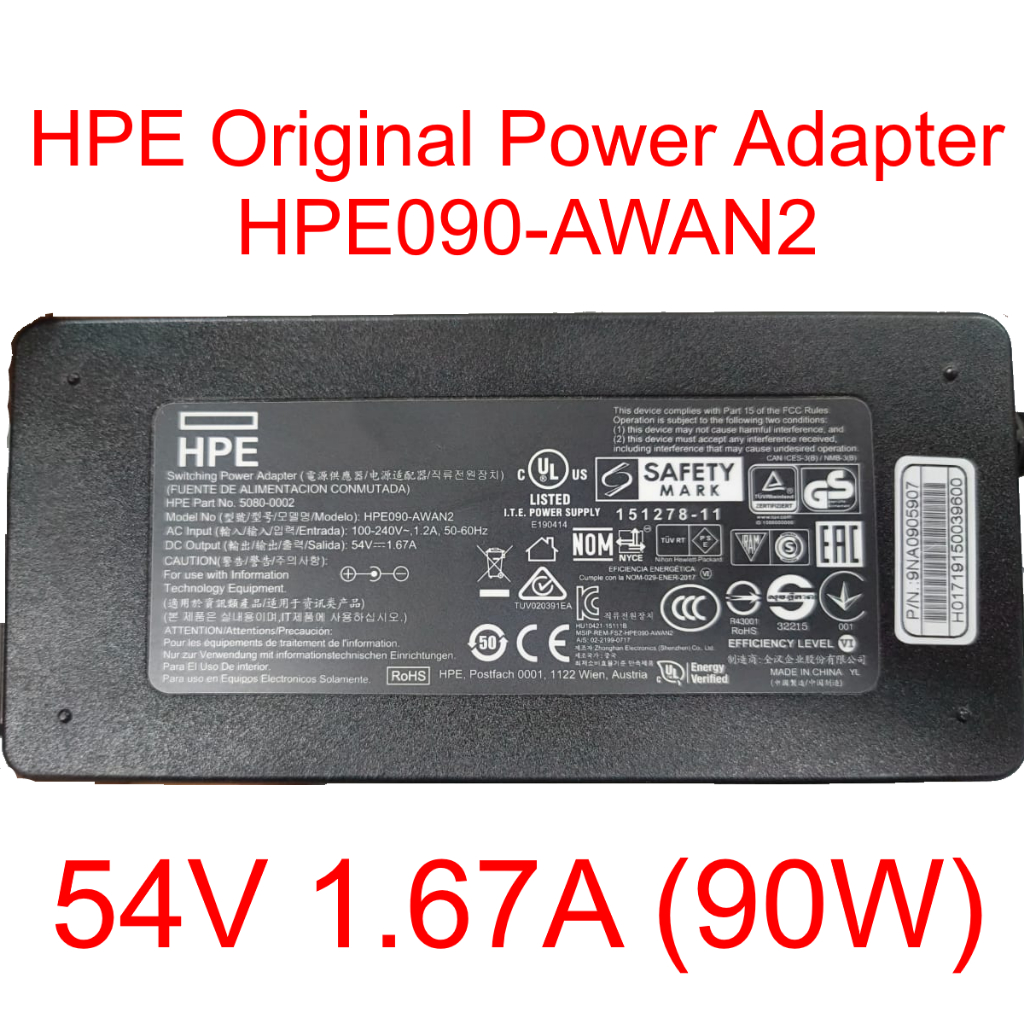 HPE Switching Power Adapter 54V 1.67A (4.0*1.7mm) HPE090-AWAN2 สําหรับ POE Switch