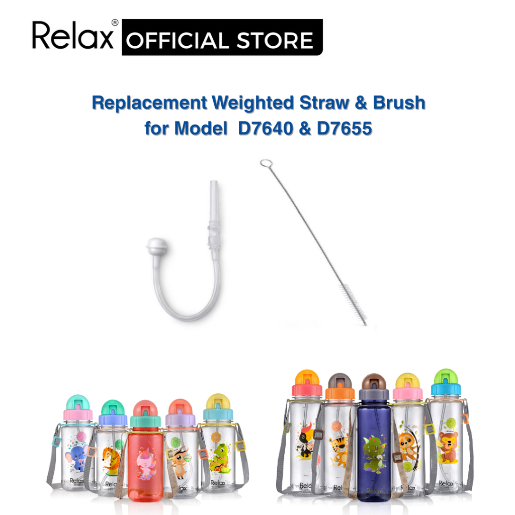 RELAX Penyedut Minuman Kids Water Bottle Straws D7640 & D7655 (2 ชุด)