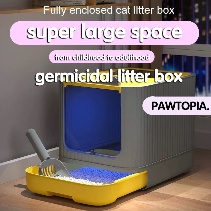 PAWTOPIA.ถังขยะหม้อTandas Kucingห้องน้ําสัตว์เลี้ยงKucing rumah Kucingกล่องครอกแมวขนาดใหญ่Barang Kuc