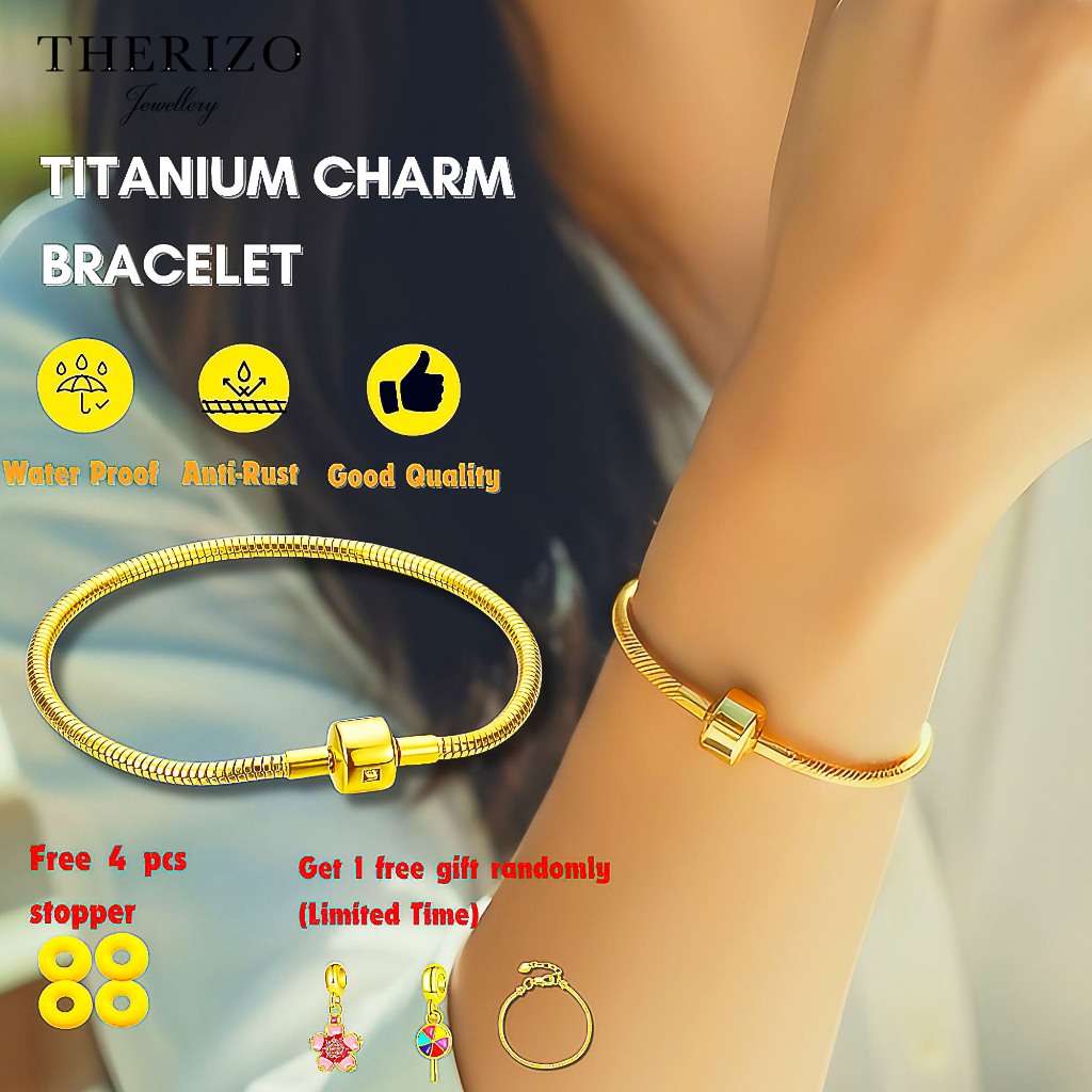 Therizo Titanium Steel DIY Charms Pan Bracelet 01 Gelang Tangan