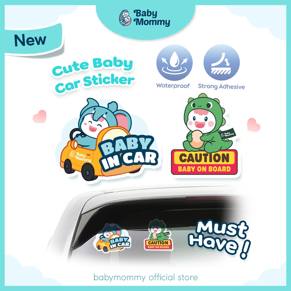 Babymommy Baby On Boardสติ๊กเกอร์รถยนต์สติ๊กเกอร์ระวังป้ายเตือนน่ารัก Palekat Awas Jarak 车内有เด็ก车贴