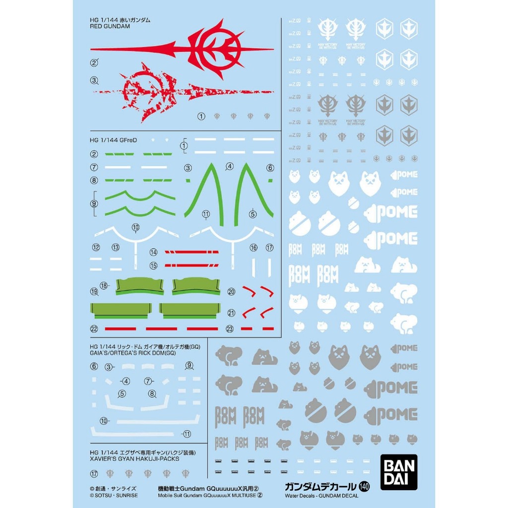 GUNDAM DECAL 140 MOBILE SUIT GUNDAM GQUUUX MULTIUSE 2