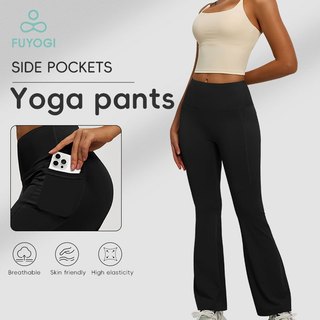 FUYOGI Yoga Flare Pants Side Pockets High-Stretch Versatile for Sports  Fitness Outdoor Activities