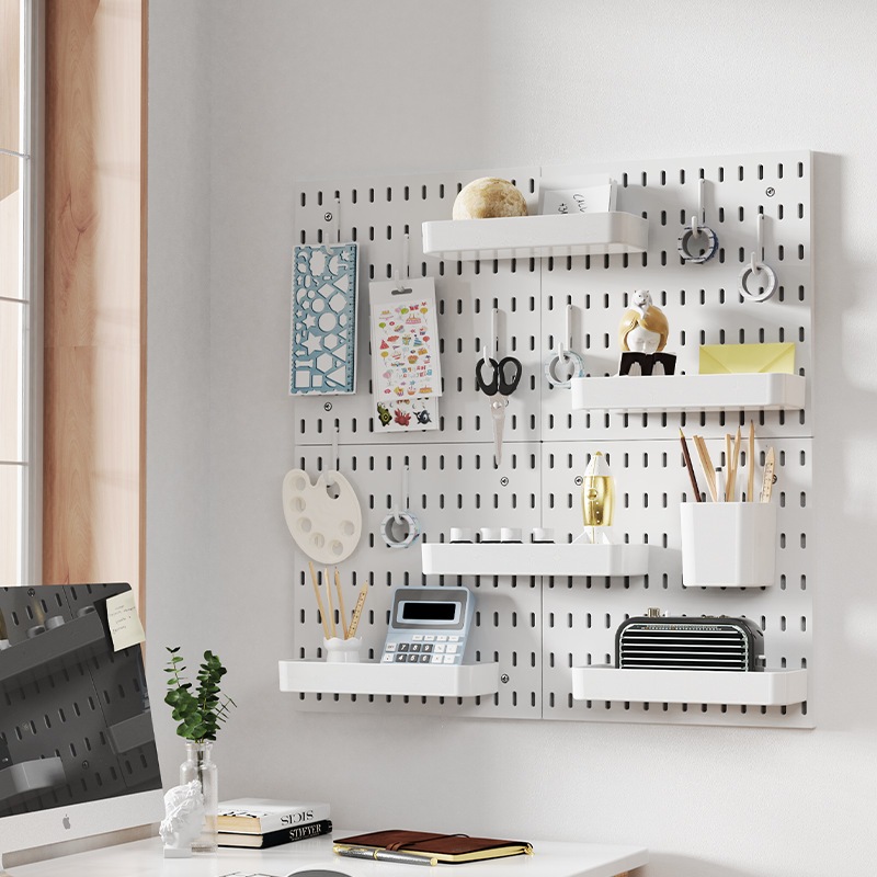 Pegboard ชั้นเก็บของแบบโมดูลาร์ติดผนังแบบไม่ต้องเจาะรู