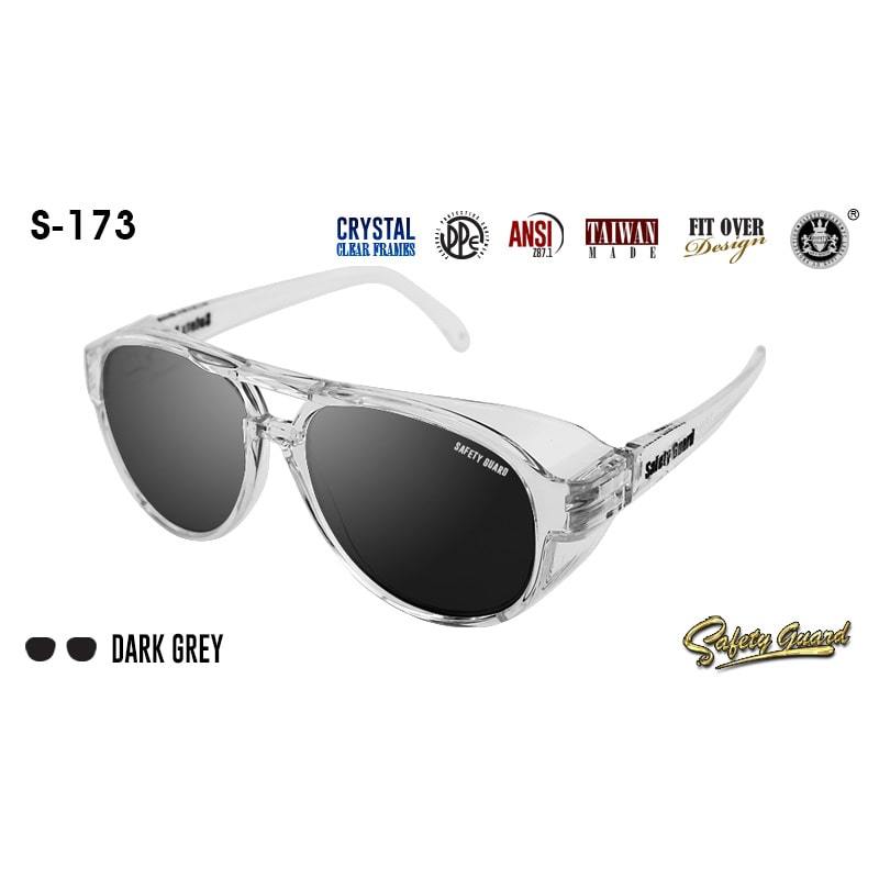 Aviator Style Fit Over Safety Glasses S173 พร้อมกรอบคริสตัลใส