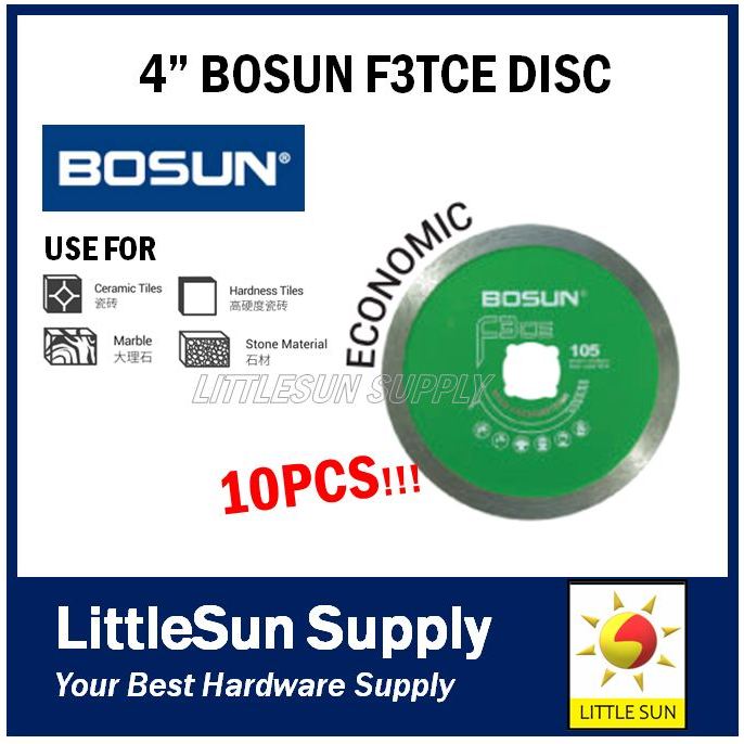 [10 ชิ้น] BOSUN F3TCE TURBO THIN TILE CUTTER DIAMOND WHEEL DISC - สําหรับ TILES / MARBLE / STONE