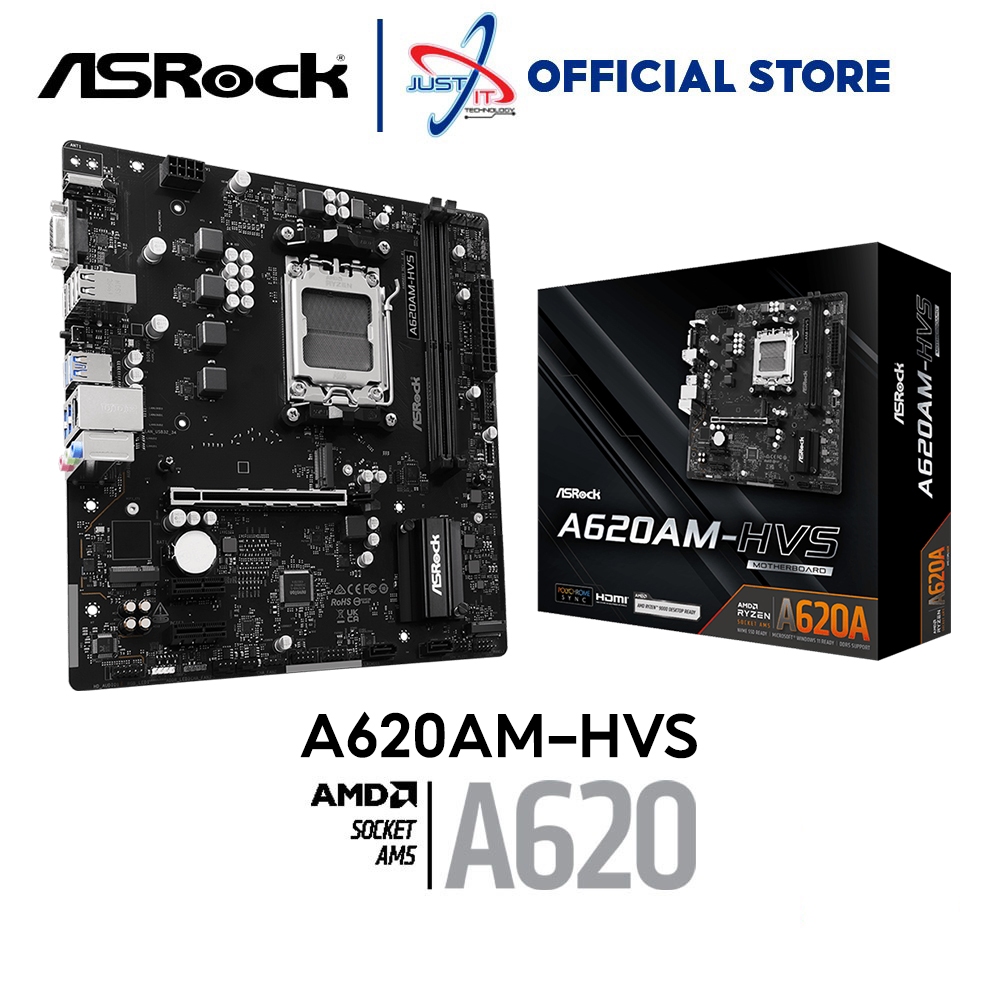 ASROCK A620AM-HVS D5 AM5 MOTHERBOARD ข้อเสนอ COMBO RYZEN 5 7500F / 7600 / 7600X / RYZEN 7 8700F / 85
