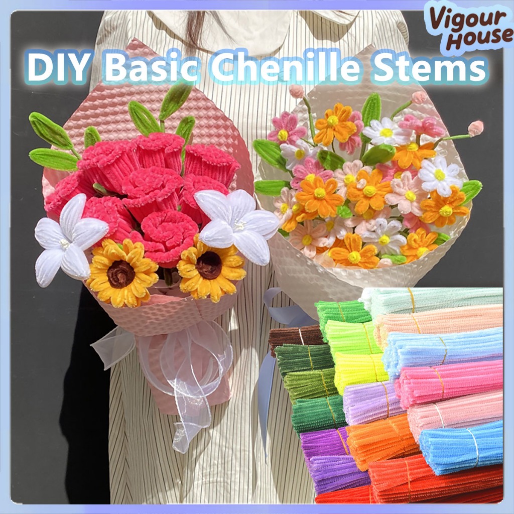 100 ชิ้น Basic Chenille Stems สีสัน Chenille Stems ทําความสะอาดท่อสารพันสีสําหรับศิลปะ DIY สําหรับหั