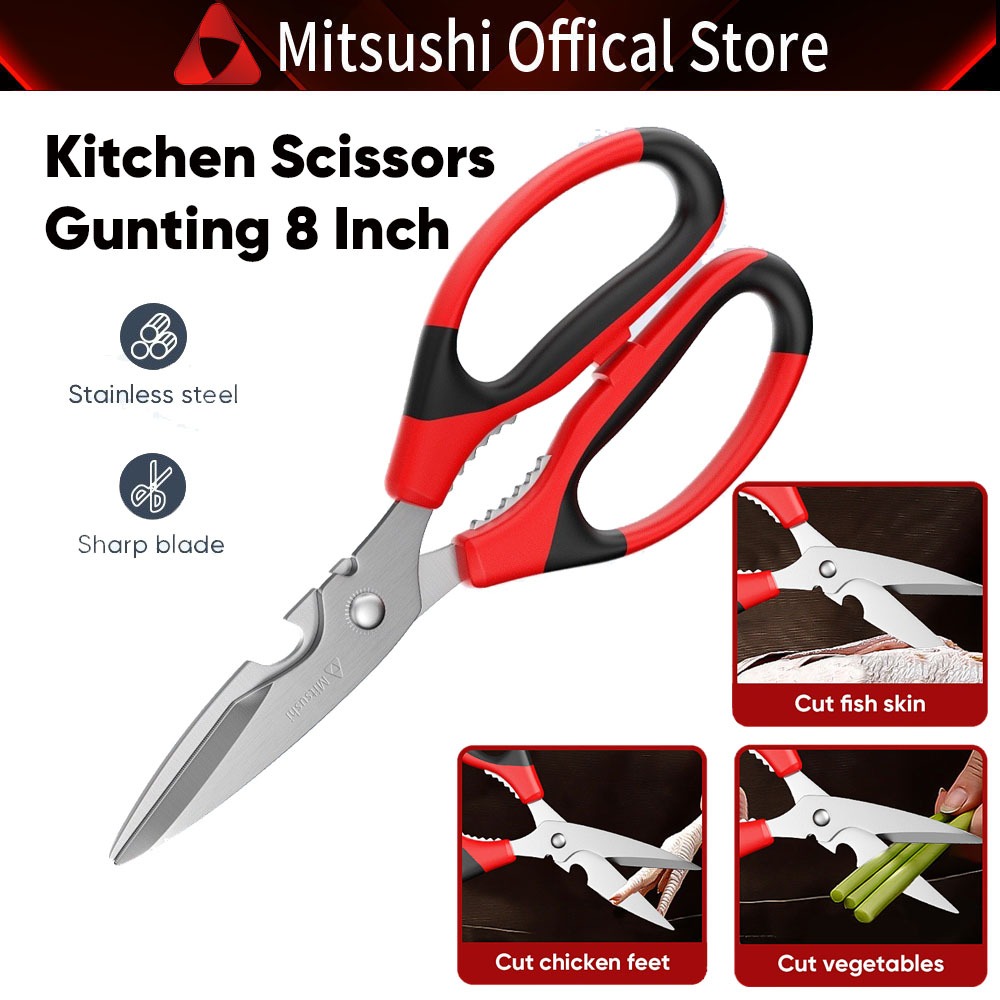 Mitsushi กรรไกรครัว Gunting สแตนเลสอเนกประสงค์ในครัวเรือน Heavy Duty Gunting Dapur 厨房剪刀
