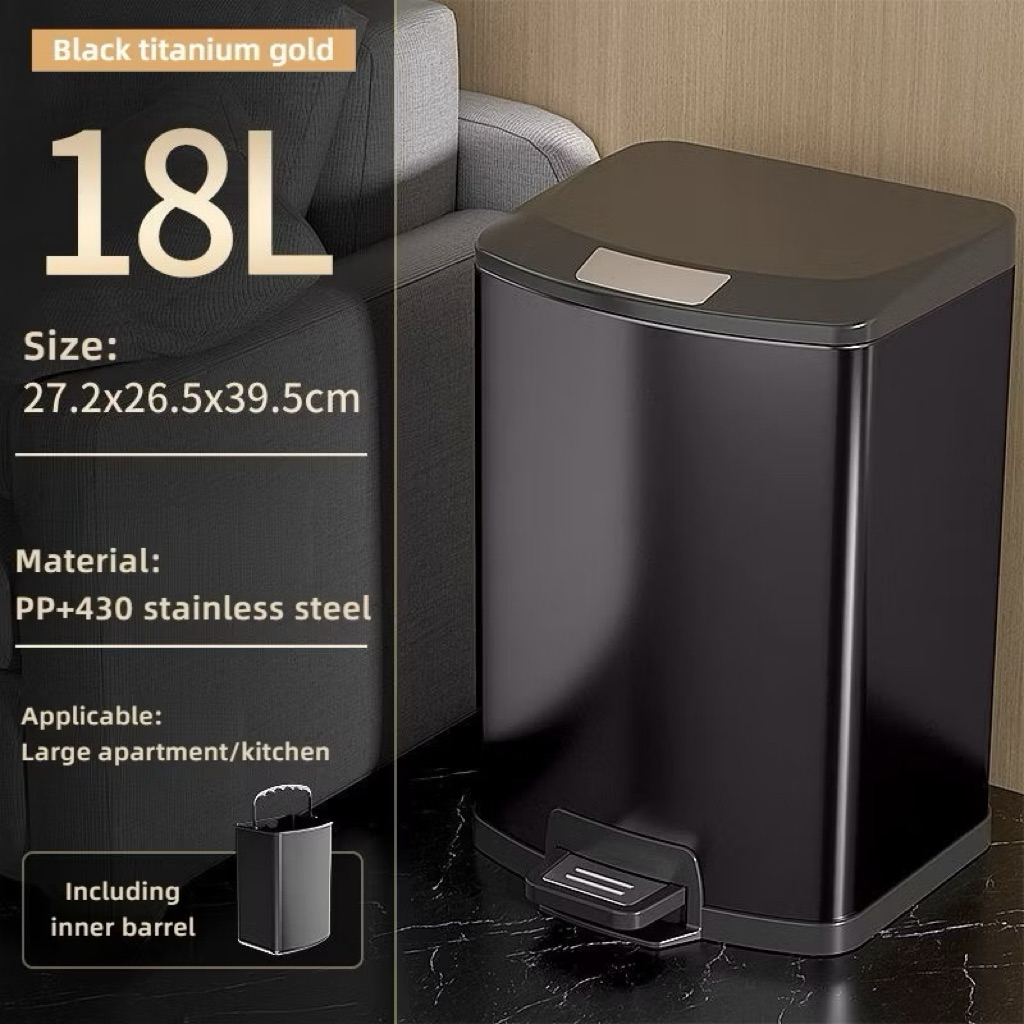 บ้านโลหะ rubbish bin-Black Titanium