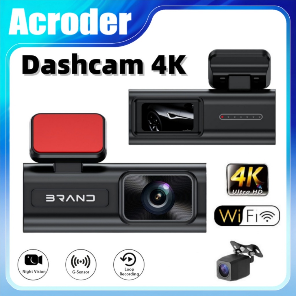 Acroder Dashcam Car K04 WiFi GPS 4K ด้านหน้า + 1080P ด้านหลัง WDR Night Vision (2")