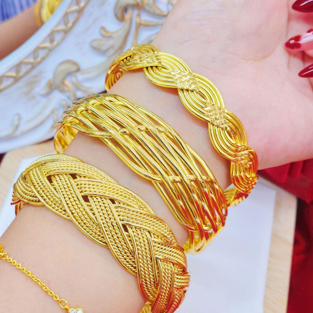 NEW กําไลข้อมือชุบทองผู้ใหญ่ 24K Titanium Gold Bangkok Gold 2025 A16