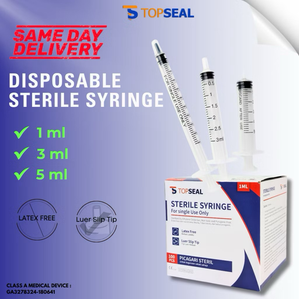 TOPSEAL DISPOSABLE SYRINGE LUER LOCK/ LUER SLIP