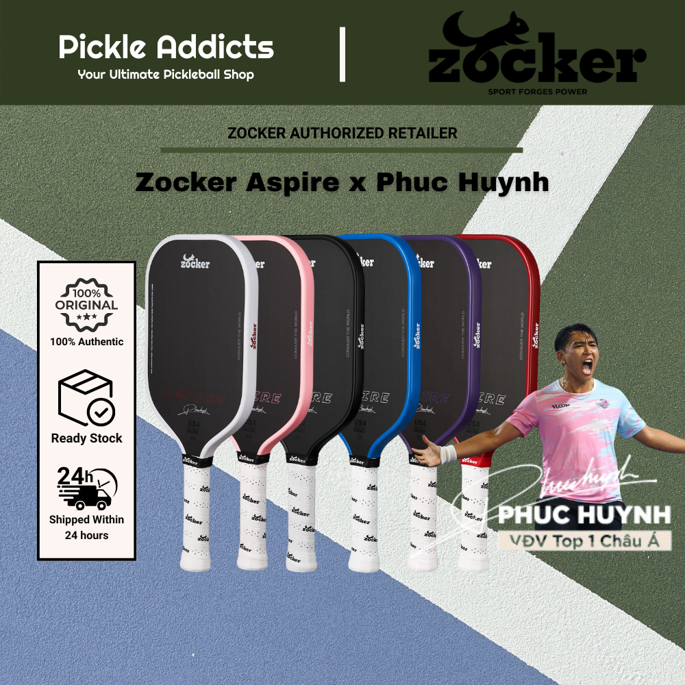 Zocker Aspire Pickleball Paddle x Puc Huynh White Edition Pickleball Paddle
