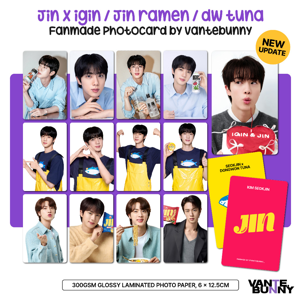Seokjin Jin Ramen / DW Tuna / IGIN / Photocards Fanmade Photo Card PC โดย Vantebunny