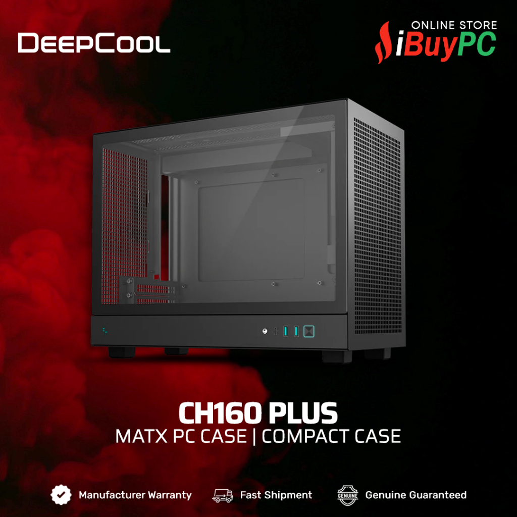 เคส DeepCool CH160 Plus mATX PC (สีดํา)