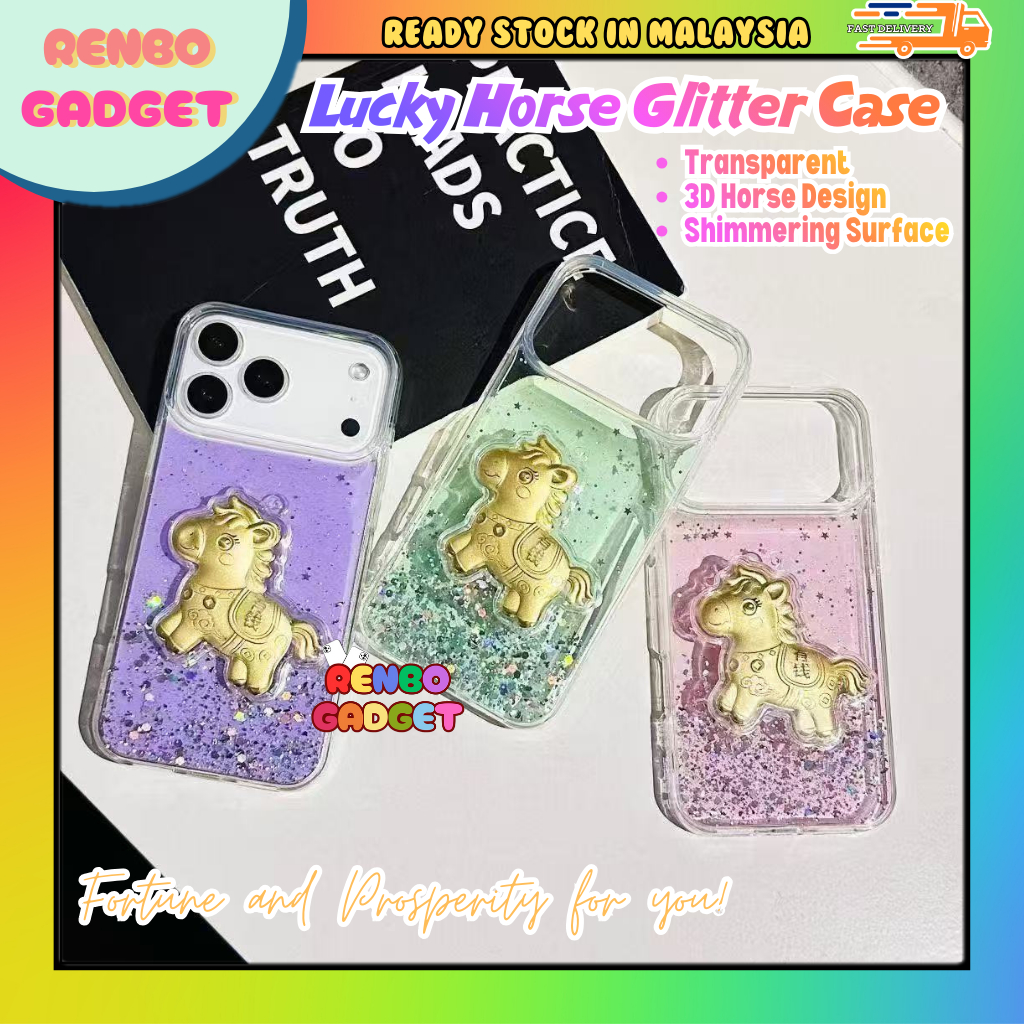 SAMSUNG A02S A03 A04S A13 5G A32 A33 5G A52 A52S J2 GRAND PRIME fon sarung lucky gold horse cny glit
