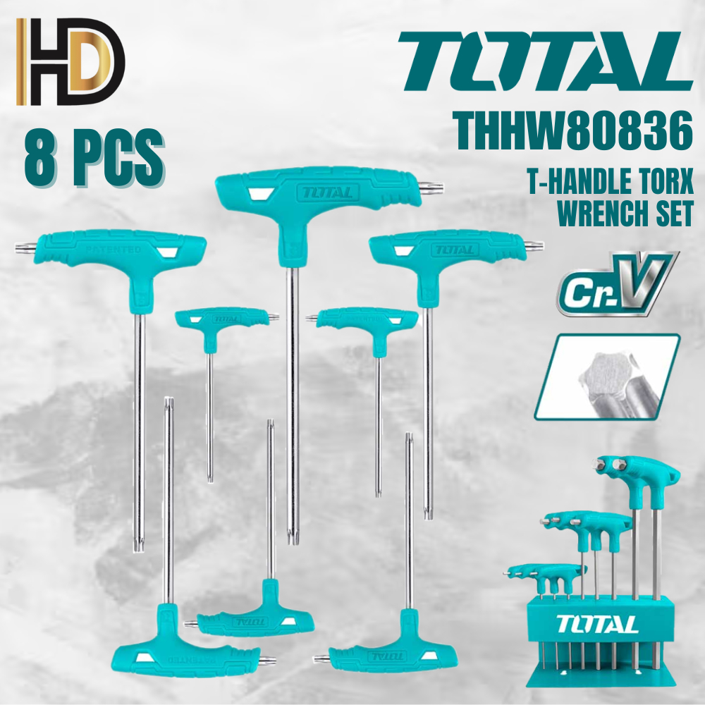 TOTAL 8 ชิ้น T Handle Torx ชุดประแจ / ประแจ Torx ด้ามจับ Total T / ประแจ Total Torx / THHW80836