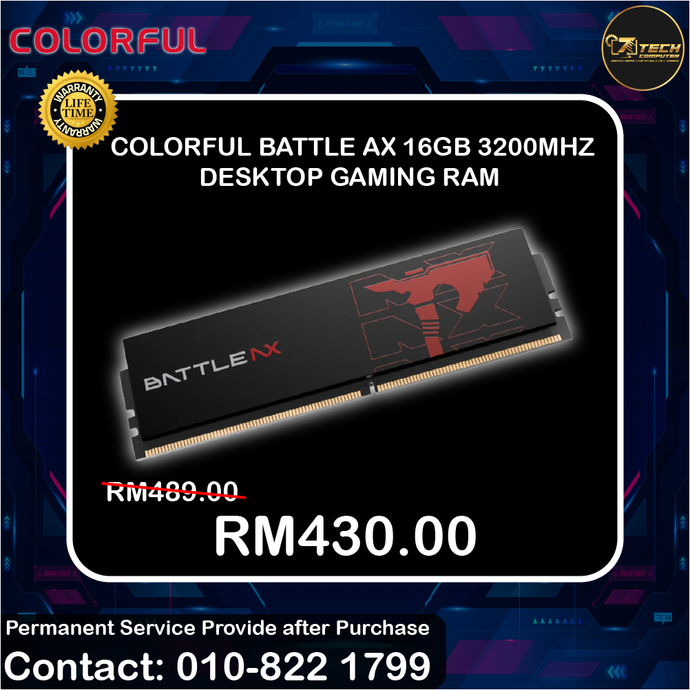 COLORFUL BATTLE AX GAMING RAM DDR4 3200 16GB สีดํา