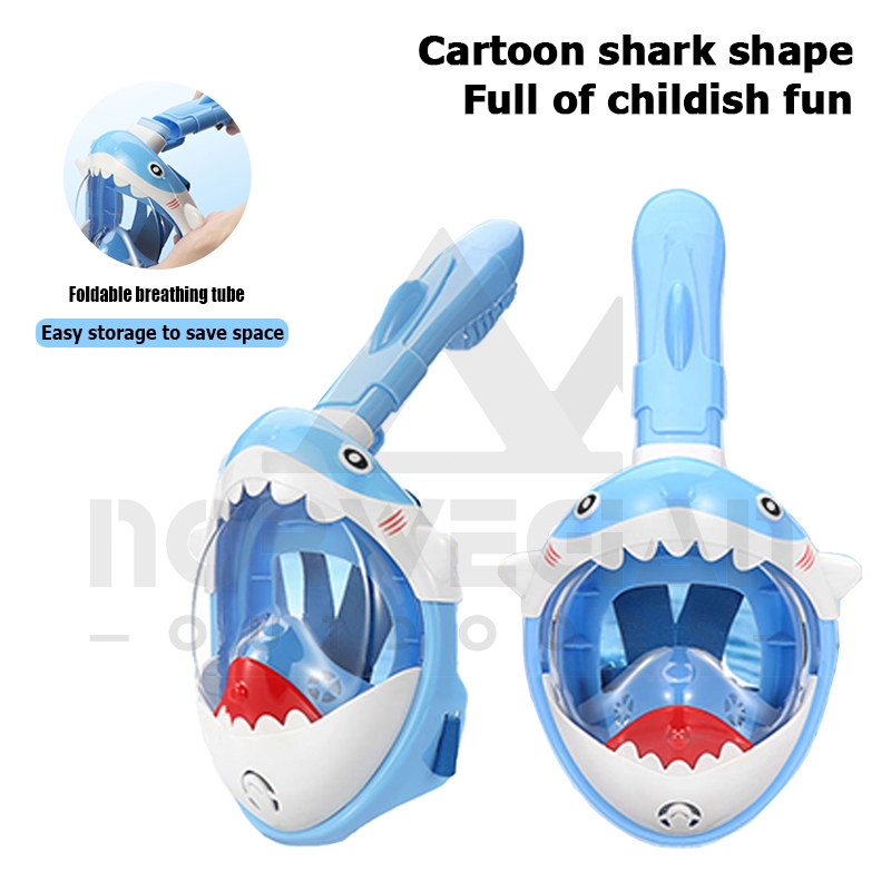 Mount peak Children/Adultsanti-fog ที่ถอดออกได้ shark หน้ากากดําน้ําแบบเต็มหน้า/หน้ากากดําน้ําพร้อมท