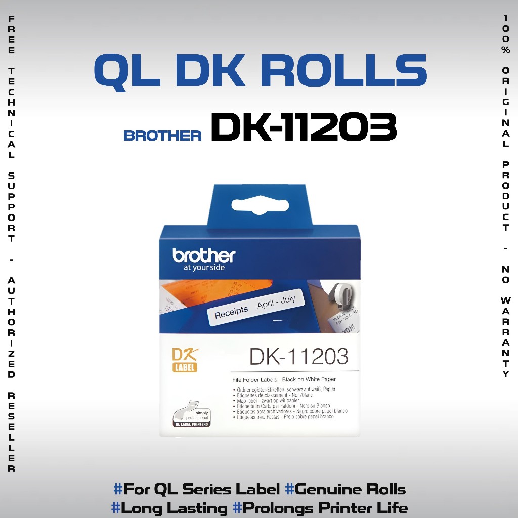 BROTHER DK-11203 File Folder Label (17x87mm) สําหรับ QL-800 QL-700