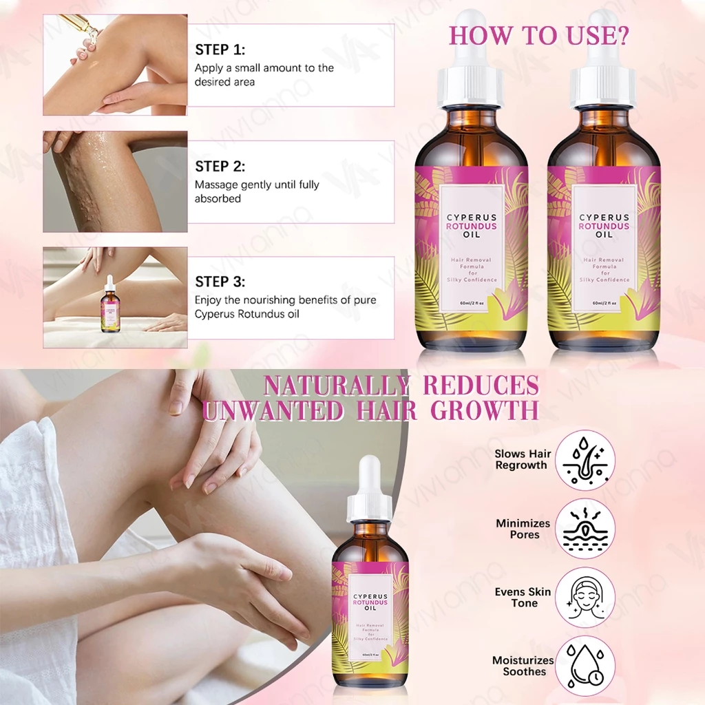 น้ำมัน Cyperus Rotundus 60ML เลเซอร์กำจัดขนสำหรับใบหน้าและร่างกาย thumbnail 9