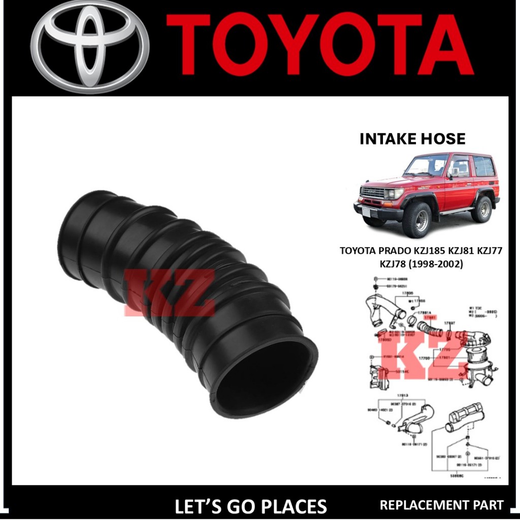 TOYOTA PRADO KZJ95 1996 ท่อไอดี AIR CLEANER ท่อ 1996 3.0L KZN185 KZJ71 KZJ77 KZJ78 [2-HOLE]