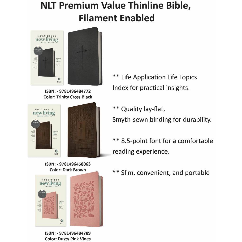 NLT Premium Value Thinline Bible, Filament-Enabled--หนังนุ่ม-ดู * พระคัมภีร์ภาษาอังกฤษ * Chosen Trea