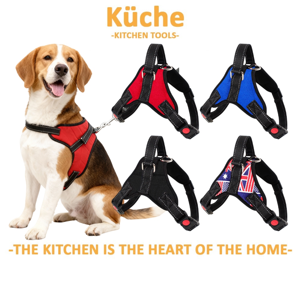 KUCHE Tali Anjing อุปกรณ์สําหรับสัตว์เลี้ยงสายจูงสุนัขสายรัดสัตว์เลี้ยงสุนัขขนาดใหญ่สายรัดหน้าอกเสื้