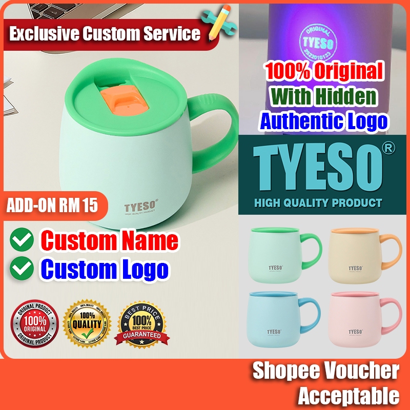 แก้วเคลือบเซรามิก Tyeso ที่ได้รับใบอนุญาต SUS 304 ถ้วยกาแฟฉนวนผนังคู่