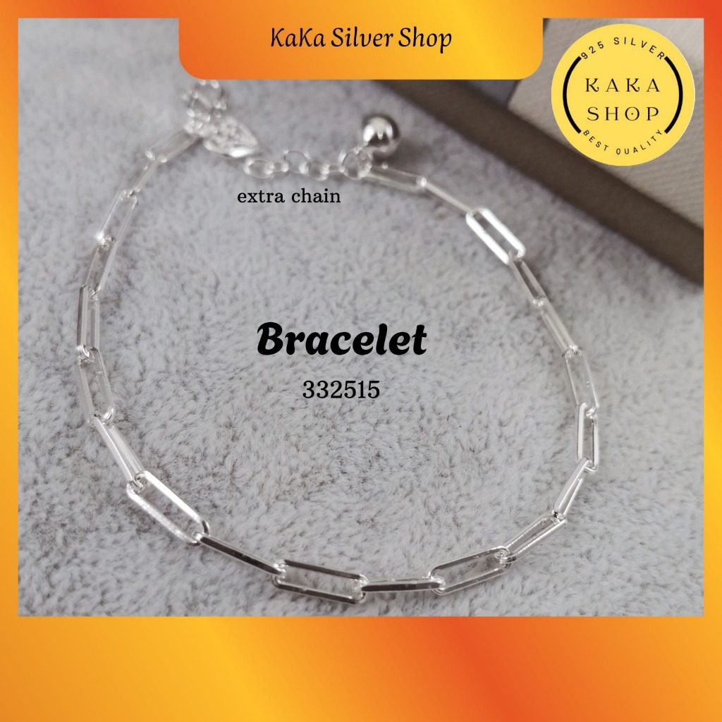 สร้อยข้อมือ 925 เงินธรรมดาสําหรับผู้หญิง (332515) ผู้หญิง Gelang Tangan Perak 925