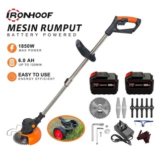 IRONHOOF Mesin Rumput Elektric Grass Cutter Trimmer Cordless Lawn Mower 388V/288V/188V/88V/12V
