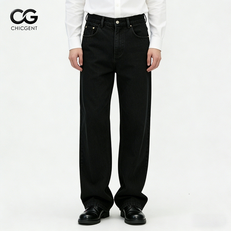 KANTO ALL BLACK Denim Jeans Seluar Jeans Lelaki Straight Cut Denim Jeans กางเกงขายาว