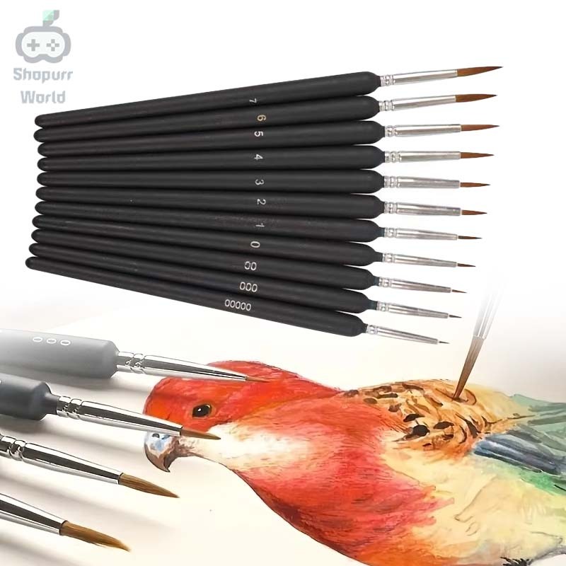11 ชิ้น Hook Line ชุดแปรงรายละเอียดแปรงไนลอนสําหรับสีน้ําน้ํามัน Gouache Line ภาพวาด