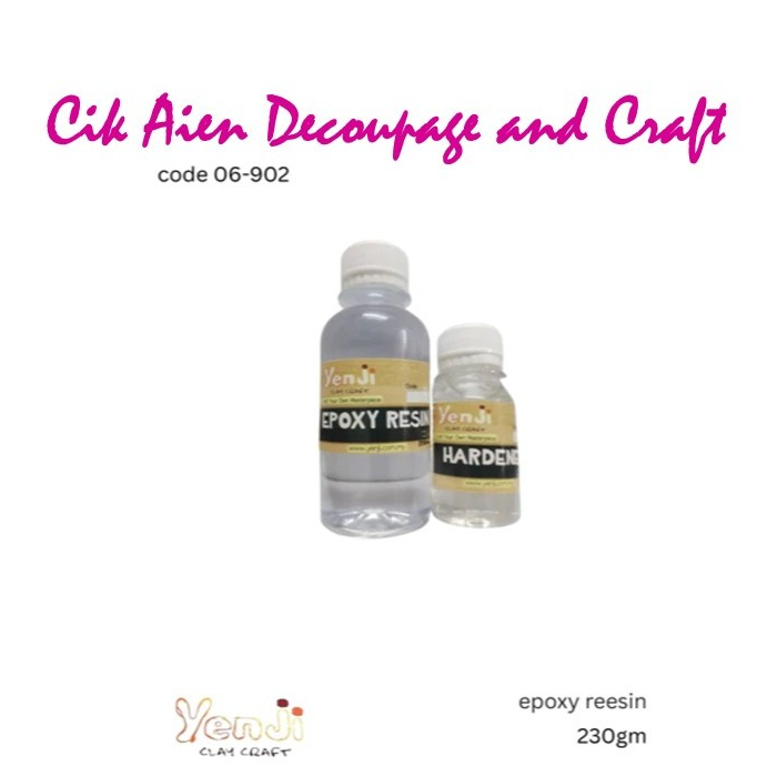 Epoxy Resin AB part 2:1 230ml โดย Yenji Clay Craft - อีพ็อกซี่เรซิ่นและแข็งตัวสําหรับหัตถกรรม