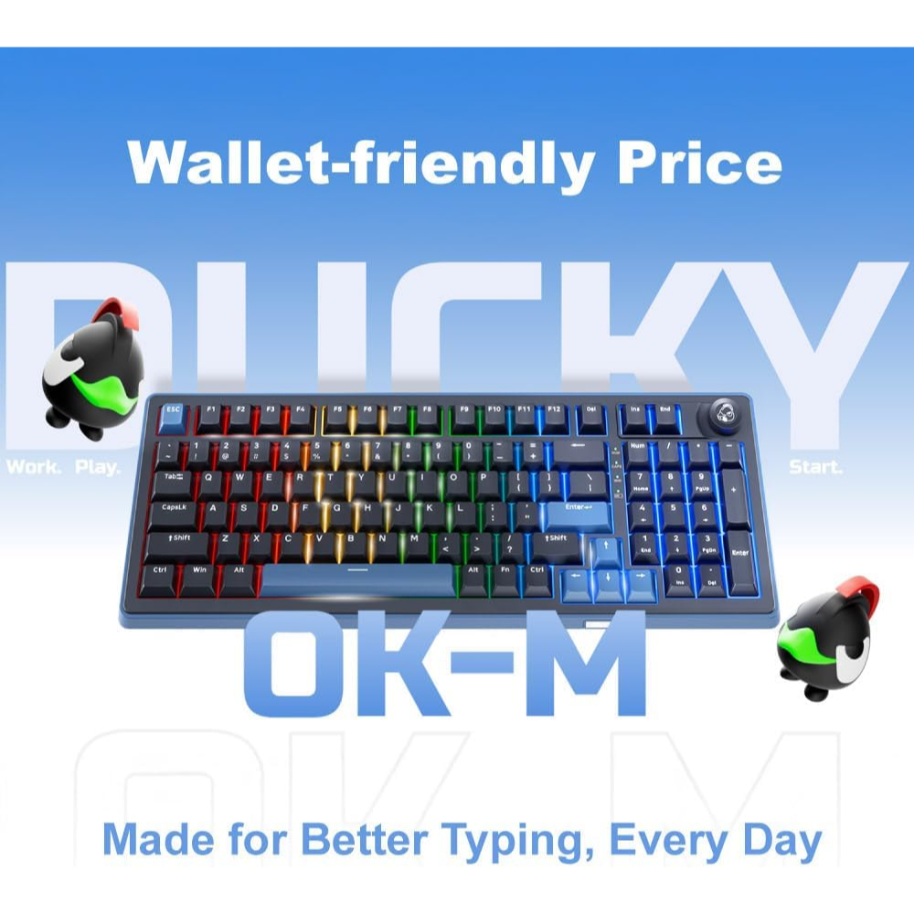 Ducky OK-M 65%|75%|98% Wireless Mechanical Gaming Keyboard ปะเก็น-Mount Design,สวิตช์แบบถอดเปลี่ยนได