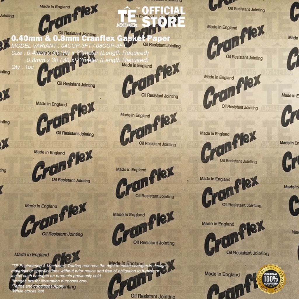 กระดาษปะเก็น CRANFLEX 0.40mm x 3ft / 0.80mm x 3ft ( Made In England ) ( สั่งฐานความยาวที่ต้องการเมตร
