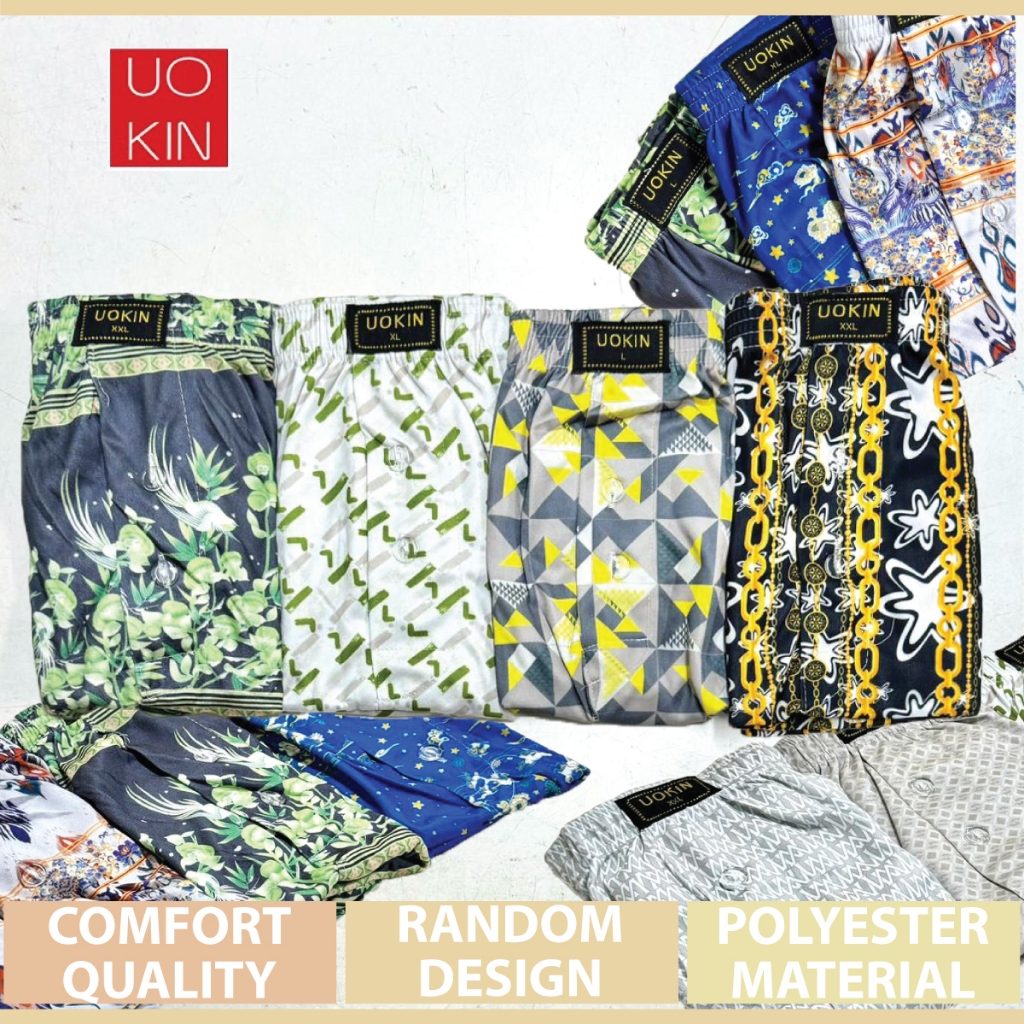 LEFONSE x UOKIN Comfort Breathable Boxer ชุดชั้นในผู้ชายสั้น Trunk ปุ่มด้านหน้า Seluar Pendek Seluar